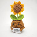Hand-knitted Crochet Rose Flowers Woven Plants Potted Artificial Sunflowers Positive Flower Room Table Ornament Birthday Gift