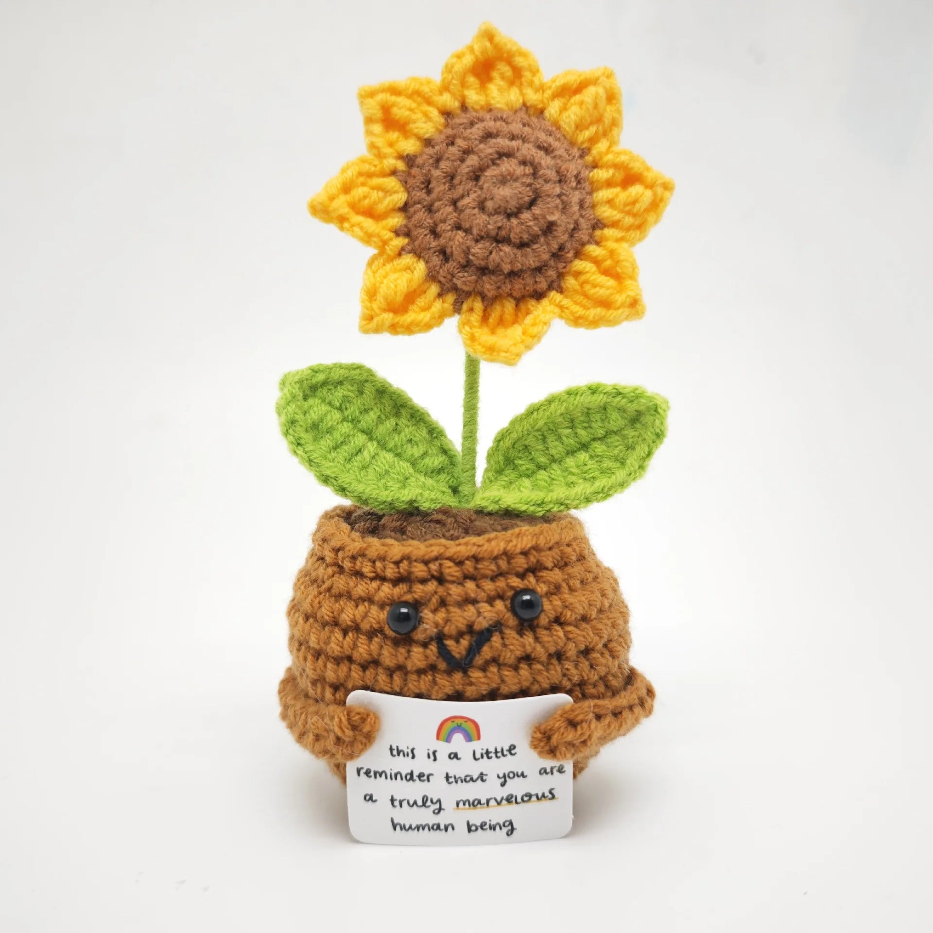 Hand-knitted Crochet Rose Flowers Woven Plants Potted Artificial Sunflowers Positive Flower Room Table Ornament Birthday Gift