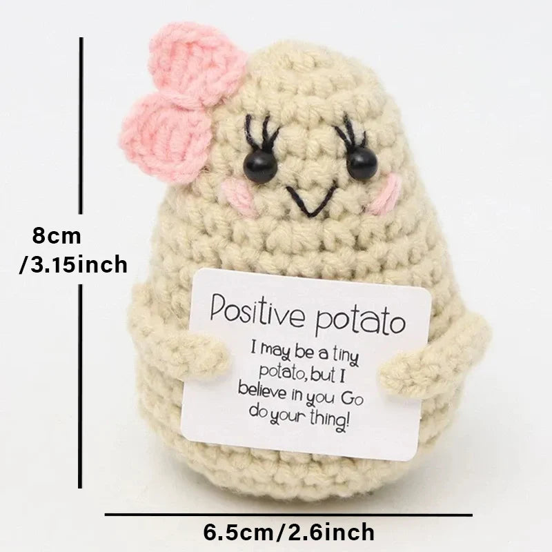 Positive Energy Potato Doll Hug Pocket Mini Handmade Wool Knitting Dolls Funny Emotional Support Plant Crochet Gift for Birthday