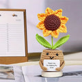 Handmade Crochet Sunflower Desktop Decor with "Thank You for Helping Me Grow" Message - Fabric Office & Car Decoration for WoMen