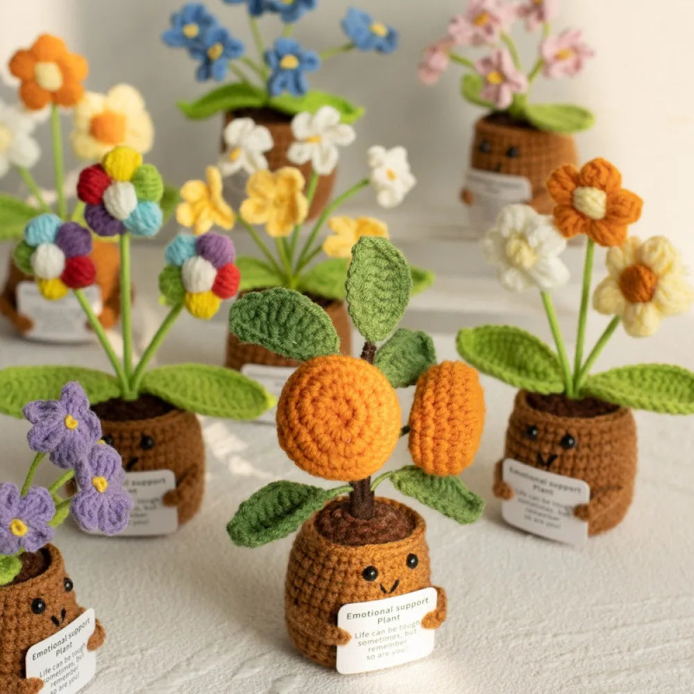 33 Styles Crochet potted tabletop Words of encouragement forget-me-not crochet orange convolia heart-warming ornament