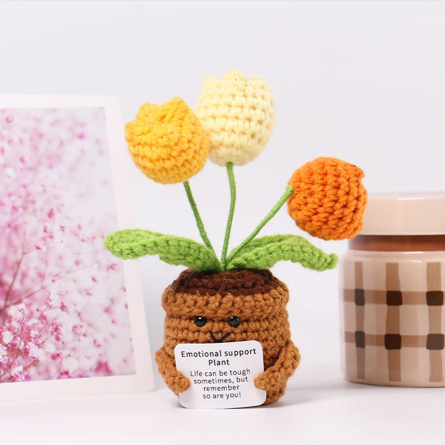 33 Styles Crochet potted tabletop Words of encouragement forget-me-not crochet orange convolia heart-warming ornament