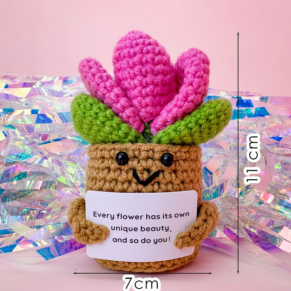 Positive Energy Potato Doll Hug Pocket Mini Handmade Wool Knitting Dolls Funny Emotional Support Plant Crochet Gift for Birthday