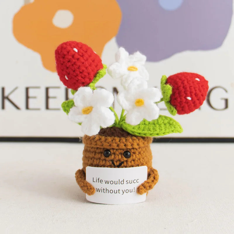 Positive Energy Potato Doll Hug Pocket Mini Handmade Wool Knitting Dolls Funny Emotional Support Plant Crochet Gift for Birthday