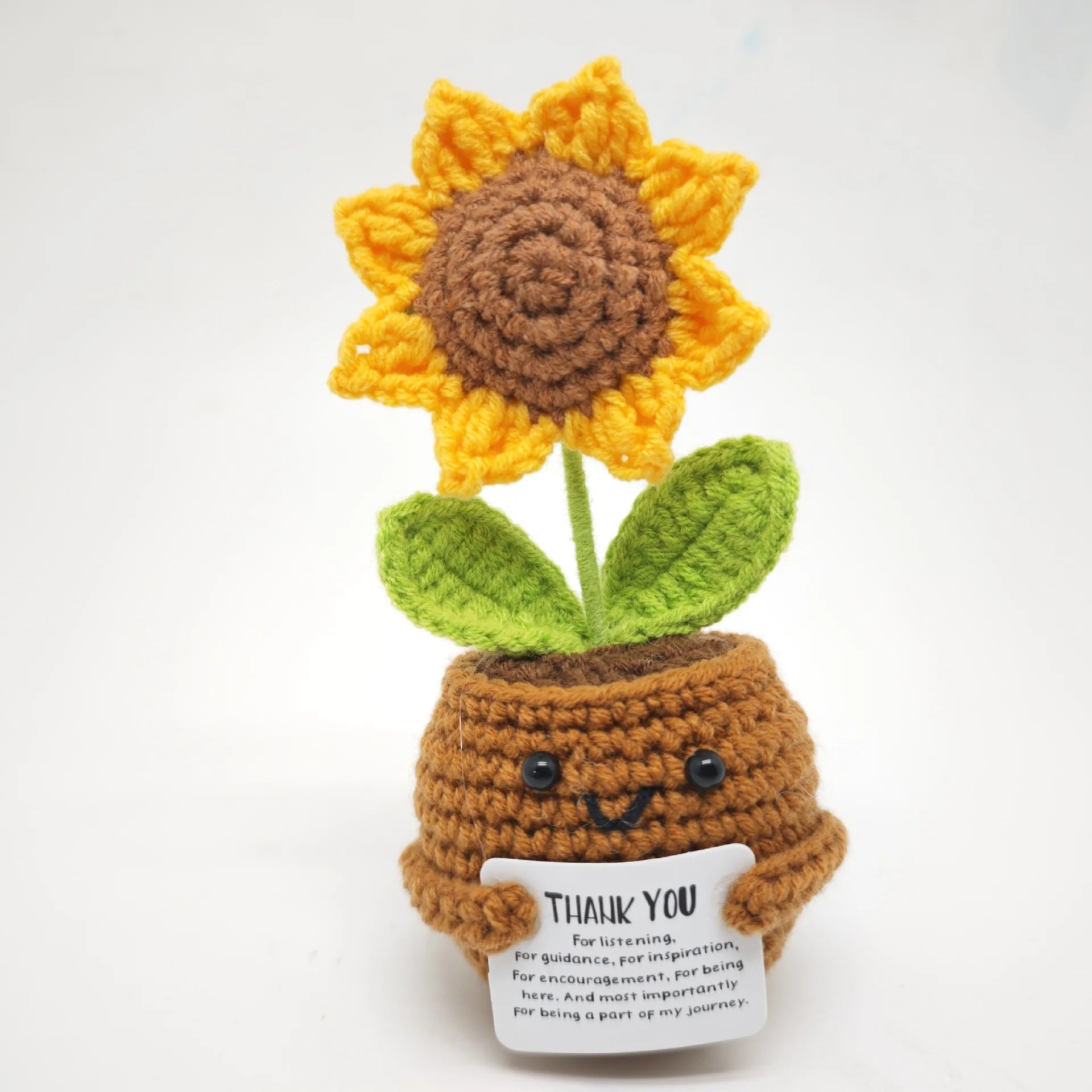 Hand-knitted Crochet Rose Flowers Woven Plants Potted Artificial Sunflowers Positive Flower Room Table Ornament Birthday Gift