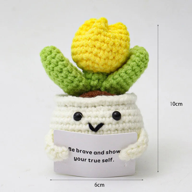 Positive Energy Potato Doll Hug Pocket Mini Handmade Wool Knitting Dolls Funny Emotional Support Plant Crochet Gift for Birthday