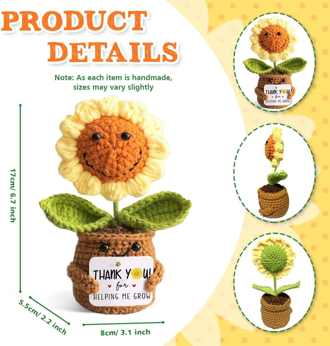 Positive Energy Potato Doll Hug Pocket Mini Handmade Wool Knitting Dolls Funny Emotional Support Plant Crochet Gift for Birthday