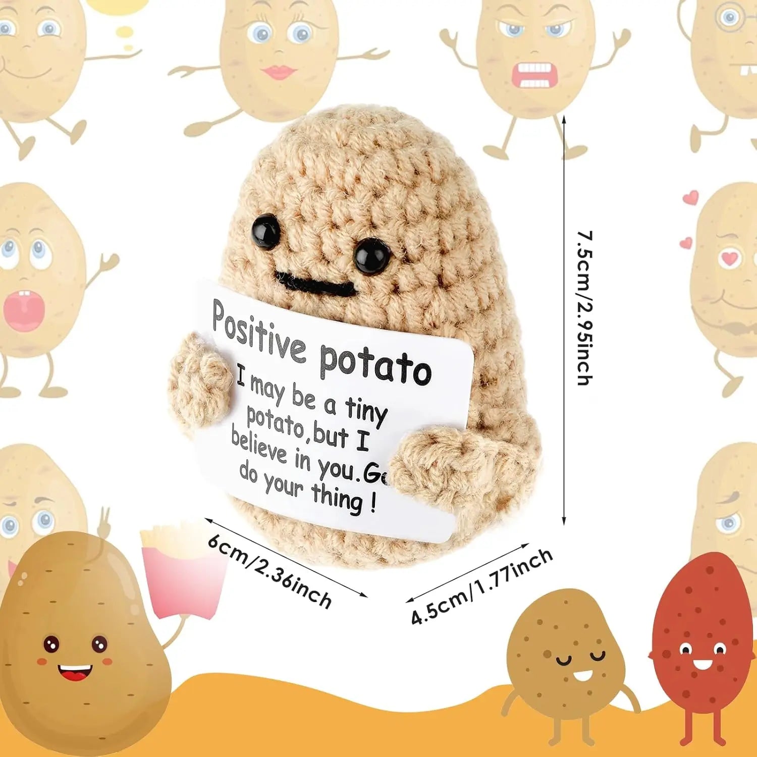 Positive Energy Potato Doll Hug Pocket Mini Handmade Wool Knitting Dolls Funny Emotional Support Plant Crochet Gift for Birthday