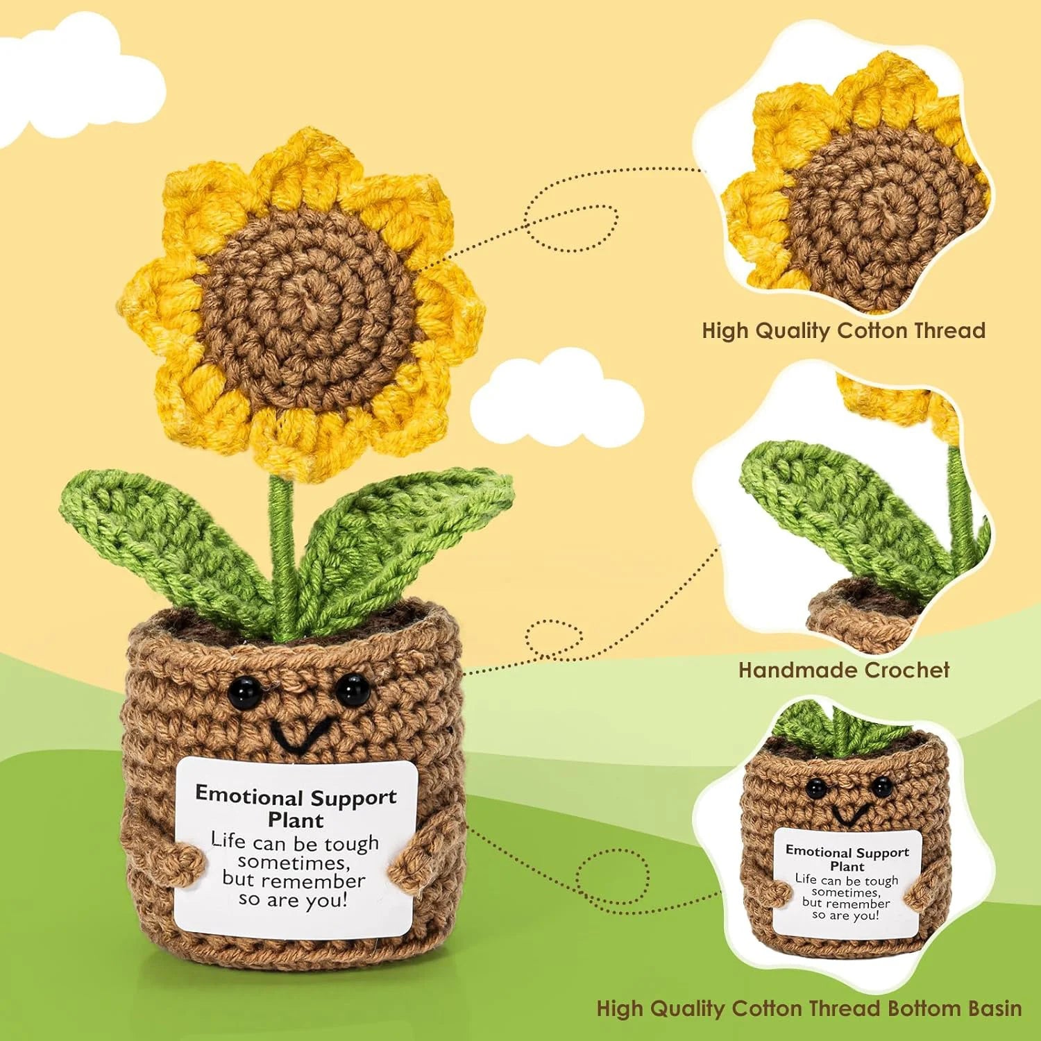 Positive Energy Potato Doll Hug Pocket Mini Handmade Wool Knitting Dolls Funny Emotional Support Plant Crochet Gift for Birthday