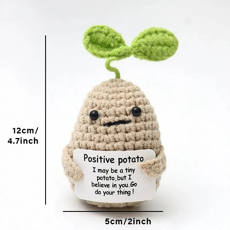 Positive Energy Potato Doll Hug Pocket Mini Handmade Wool Knitting Dolls Funny Emotional Support Plant Crochet Gift for Birthday