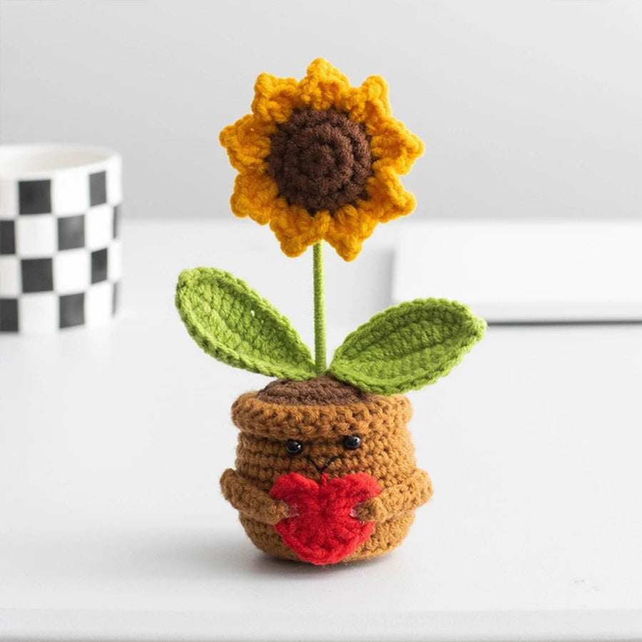 33 Styles Crochet potted tabletop Words of encouragement forget-me-not crochet orange convolia heart-warming ornament