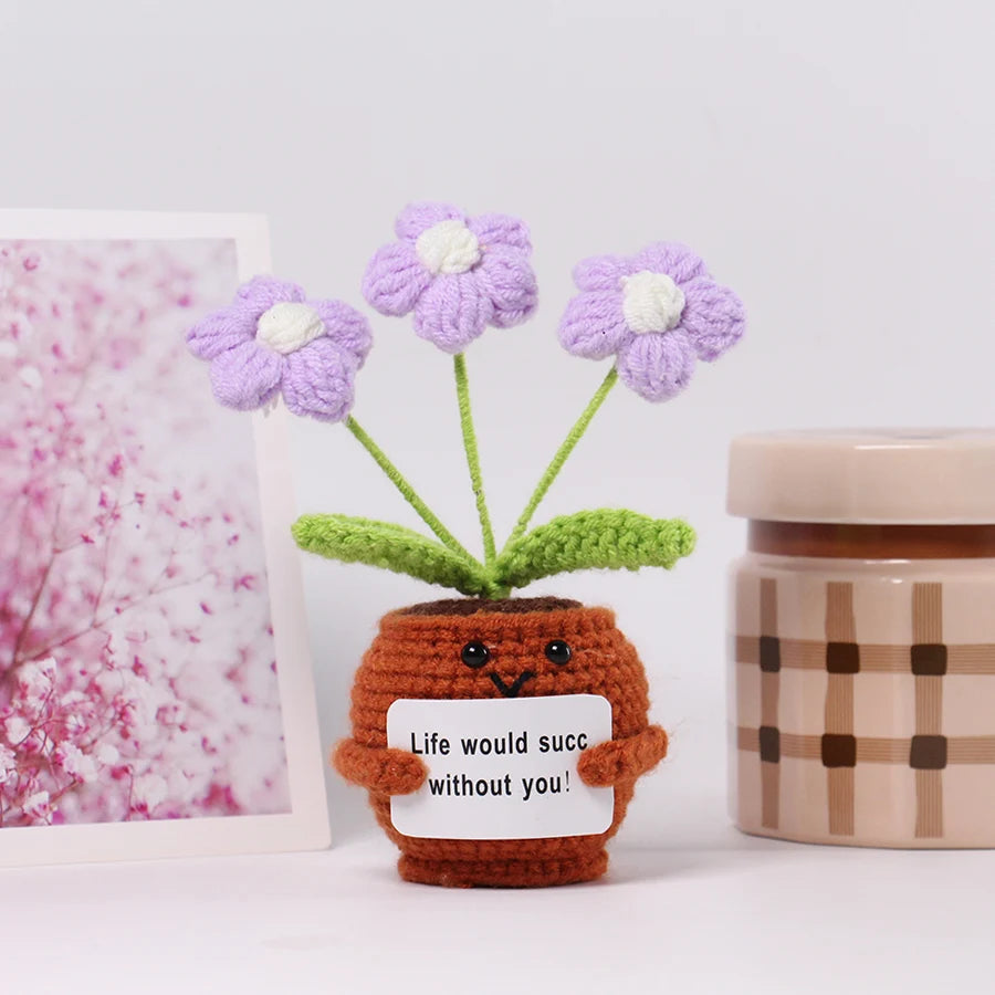 33 Styles Crochet potted tabletop Words of encouragement forget-me-not crochet orange convolia heart-warming ornament