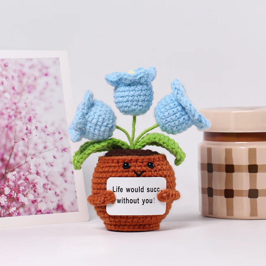 33 Styles Crochet potted tabletop Words of encouragement forget-me-not crochet orange convolia heart-warming ornament