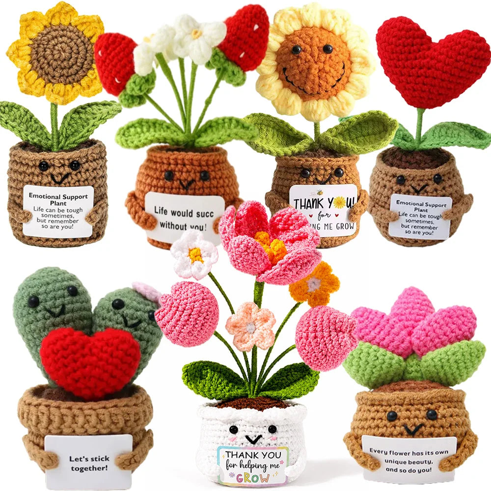 Positive Energy Potato Doll Hug Pocket Mini Handmade Wool Knitting Dolls Funny Emotional Support Plant Crochet Gift for Birthday